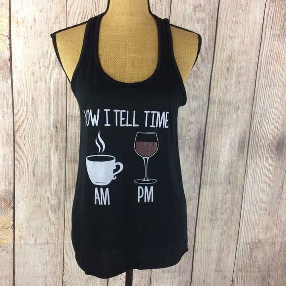 Bella Tops - Bella 'How I Tell Time' Black Tank Top Sz XL